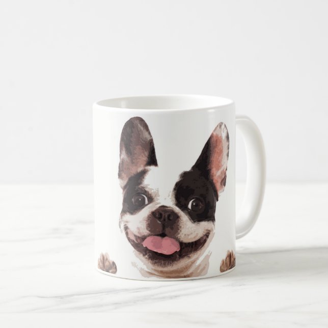 Lycklig fransk bulldoggkaffemugg kaffemugg (Framsida höger)