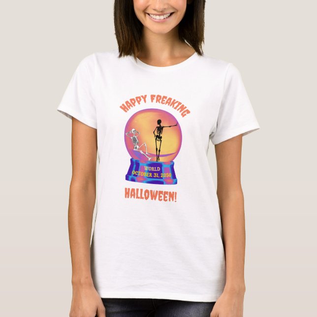 Lycklig Freaking Halloween T Shirt (Framsida)