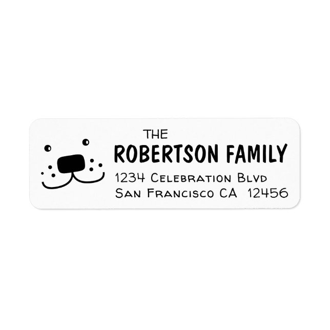 Lycklig Friendly Puppy Hund - Funny Pet Smile Returadress Etikett (Framsidan)