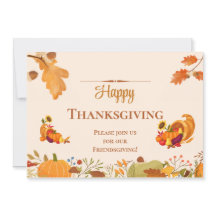 Lycklig Friendsgiving färgstarka löv Pumpor Food