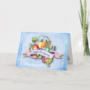 Lycklig Friendsgiving Friend Blommigt Pumpkin Harv Kort