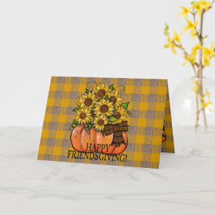 Lycklig Friendsgiving! Solblommor Pumpkin Kort
