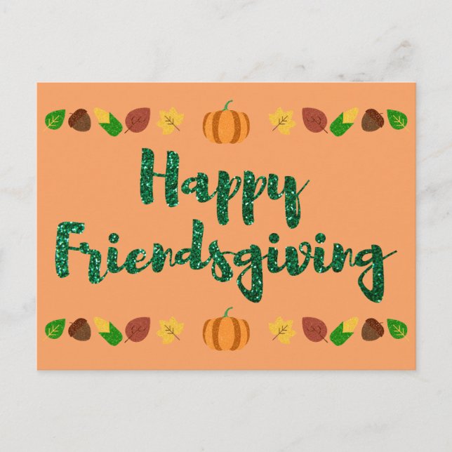 Lycklig Friendsgiving Thanksgiving Helgdag Card Vykort (Framsida)