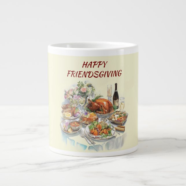 Lycklig Friendsgiving | Thanksgiving Mugg Jumbo Mugg (Framsidan)