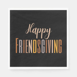Lycklig Friendsgiving Thanksgiving Typography Fall Pappersservett