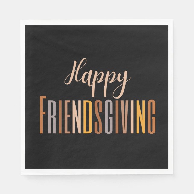 Lycklig Friendsgiving Thanksgiving Typography Fall Pappersservett (Framsidan)