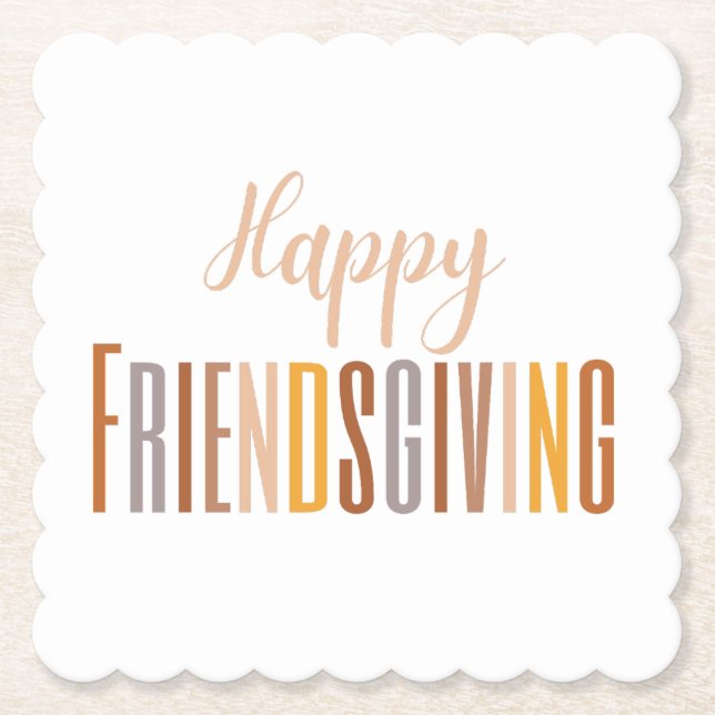 Lycklig Friendsgiving Thanksgiving Typography Fall Underlägg Papper (Framsida)
