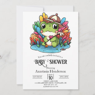 Lycklig Frog Baby Shower Inbjudningar