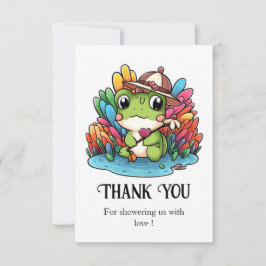 Lycklig Frog Baby Shower Tack Kort