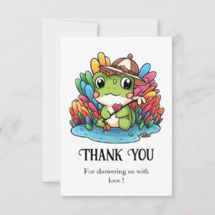 Lycklig Frog Baby Shower Tack Kort