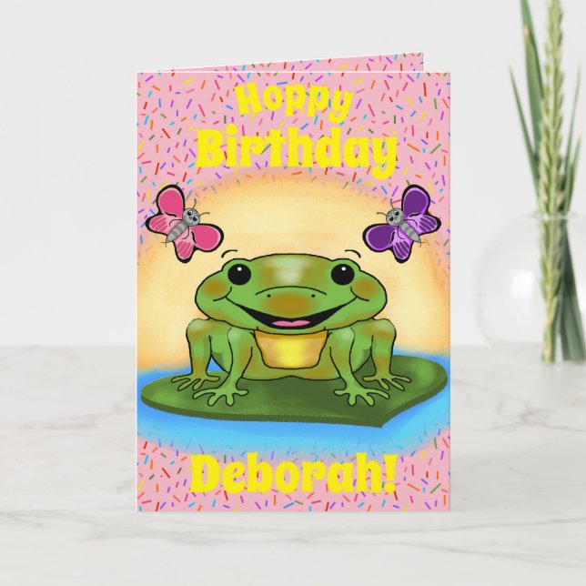 Lycklig Frog Birthday Card Kort (Framsida)
