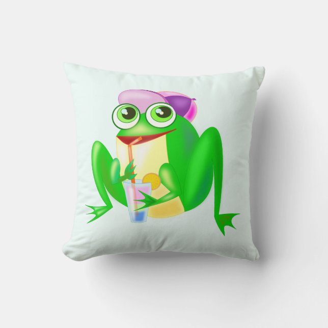 Lycklig Frog Funny Pillow - Anpassningsbar Färg el Kudde (Framsida)