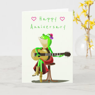 Lycklig Frog Guitar Player Kort