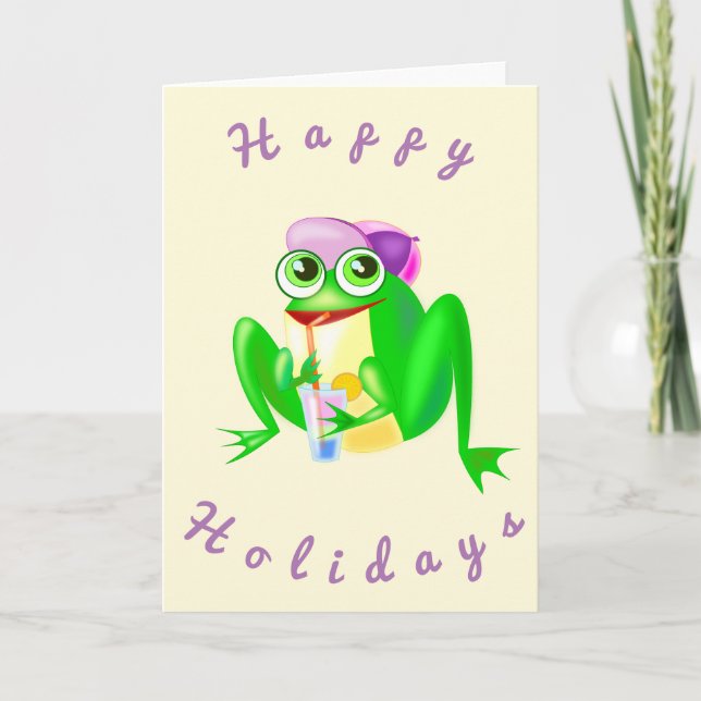 Lycklig Frog Helgdagar Card Helgkort (Framsida)