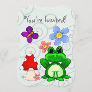Lycklig Frog i Vår BIRTHDAY Inbjudningar