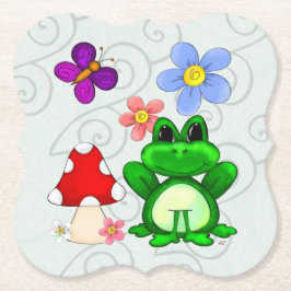Lycklig Frog i Vår FINARE Underlägg Papper