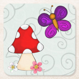 Lycklig Frog i Vår Underlägg Papper Kvadrat