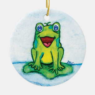 Lycklig Frog Julgransprydnad Keramik