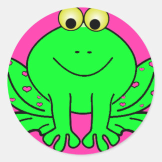 Lycklig Frog Sticker Runt Klistermärke