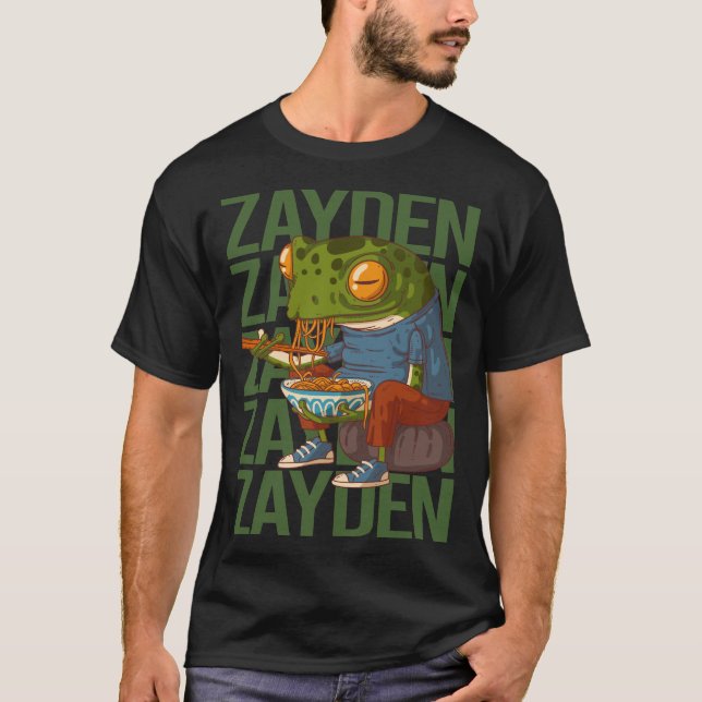 Lycklig Frog - Zayden Namn T Shirt (Framsida)