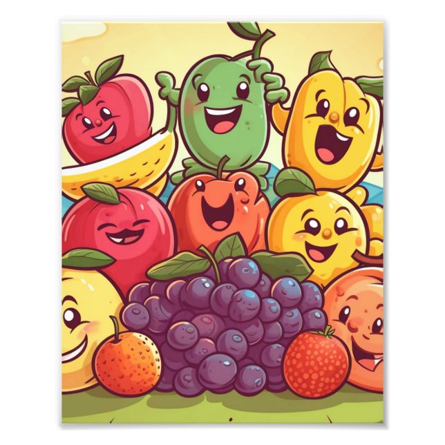 Lycklig Fruits Gift För barn Fototryck (Framsidan)