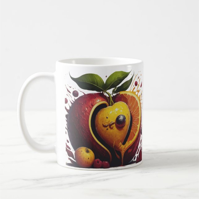 Lycklig Fruits Kärlek Heart - Unik Mode Stil" Kaffemugg (Vänster)