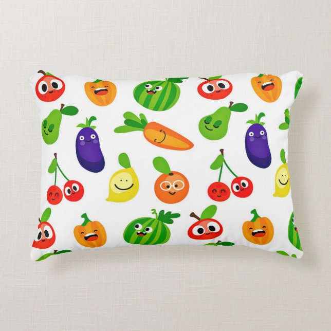 Lycklig Fruits & Veggies Pillow Prydnadskudde (Framsidan)