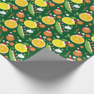 Lycklig Fruktgrönsaker Santa Hat Mönster mat Presentpapper