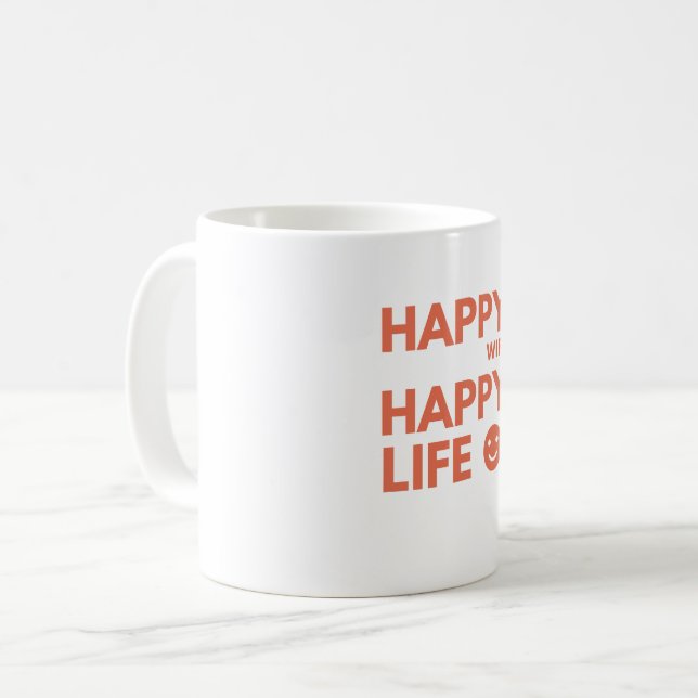 Lycklig-frun, Lycklig Life - Funny Giftermål-citat Kaffemugg (Framsida vänster)