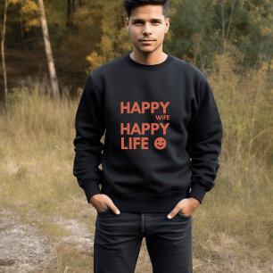 Lycklig-frun, Lycklig Life - Funny Giftermål-citat Lång Ärmad Tröja