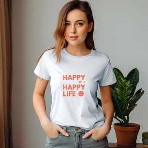 Lycklig-frun, Lycklig Life - Funny Giftermål-citat T Shirt