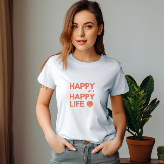 Lycklig-frun, Lycklig Life - Funny Giftermål-citat T Shirt