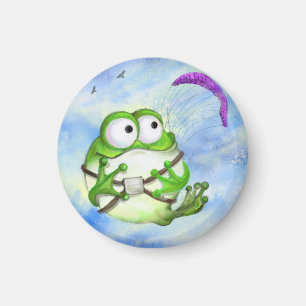 Lycklig Funny Frog Paraglider Magnet