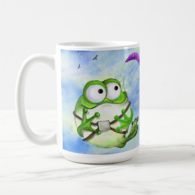Lycklig Funny Frog Paraglider Mugg (Vänster)