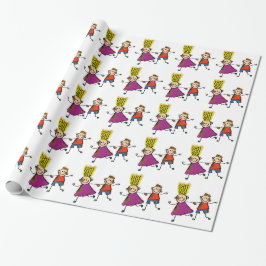Lycklig Funny Kids par Teckning Doodle Tecknad Presentpapper