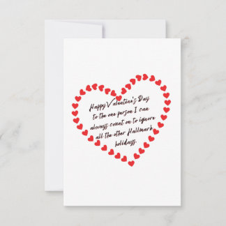 Lycklig Funny Valentines day presentcitat sarkasti Tack Kort