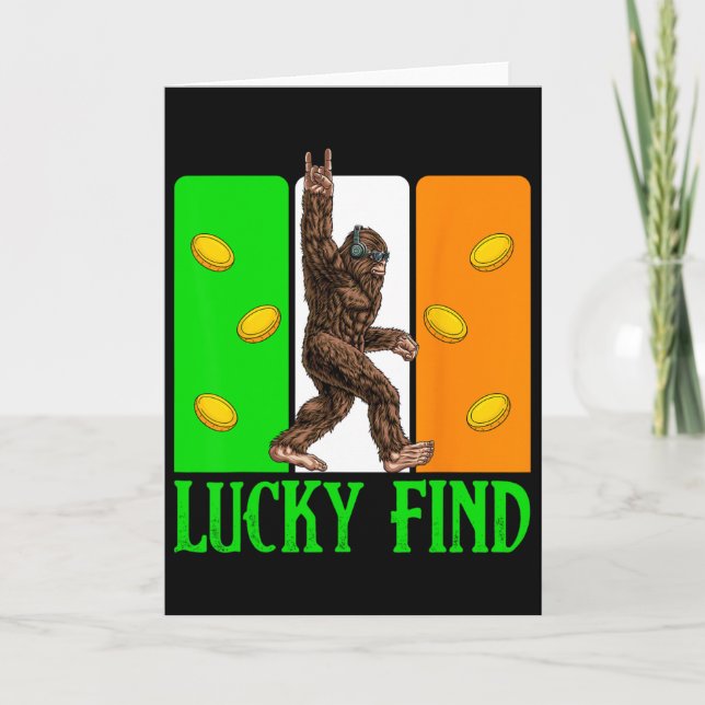 Lycklig fynd Bigfoot Glad St Patricks Day Tröja Ro Kort (Framsida)