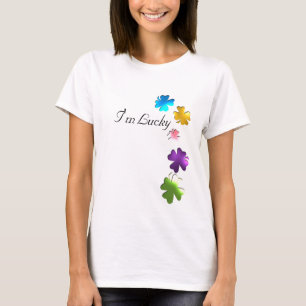 Lycklig fyrklöver designad skjorta tee shirt