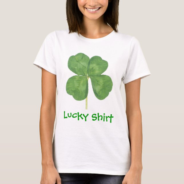 Lycklig fyrklöver Shamrock T-shirt (Framsida)
