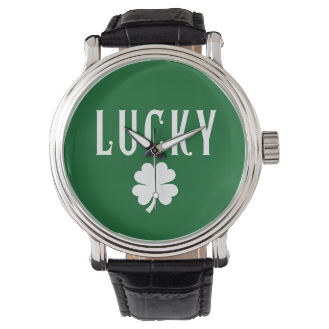 Lycklig Fyrklöver St Patrick's  Armbandsur (Framsida)