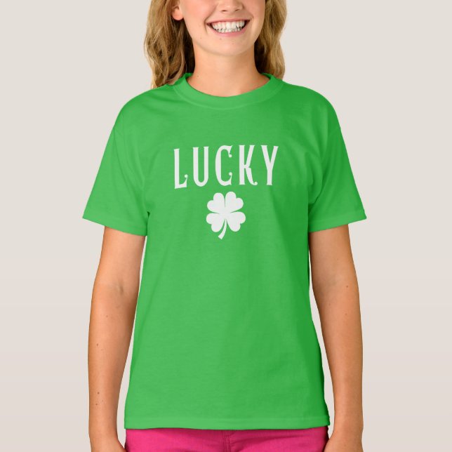 Lycklig Fyrklöver St Patrick's Day T-Shirt (Framsida)