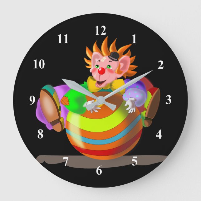 Lycklig galen clown stor klocka (Framsida)