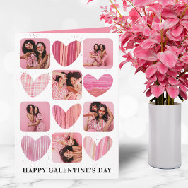 Lycklig Galentine Rosa Hearts & Photo Kort