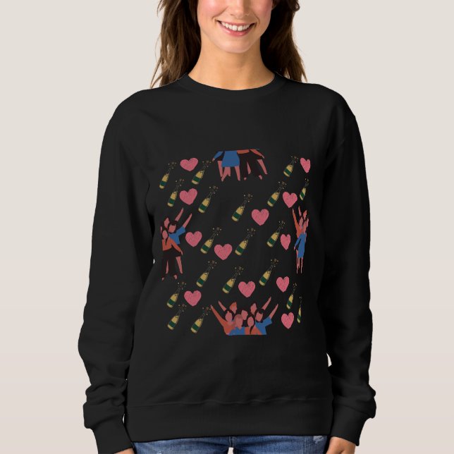 Lycklig Galentine S-dagen Party Vin T Shirt (Framsida)