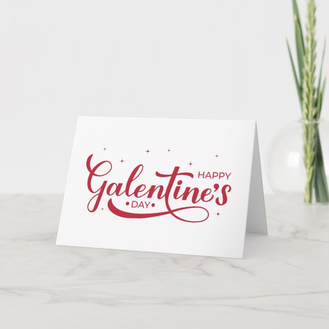 Lycklig Galentine’s Day kalligrafi bokstavsform Kort (Framsida)