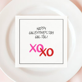Lycklig Galentine XOXO Hugs och Kisses Rosa Gal Pa Pappersservett