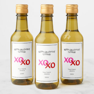 Lycklig Galentine XOXO Hugs och Kisses Rosa Red Vinetikett