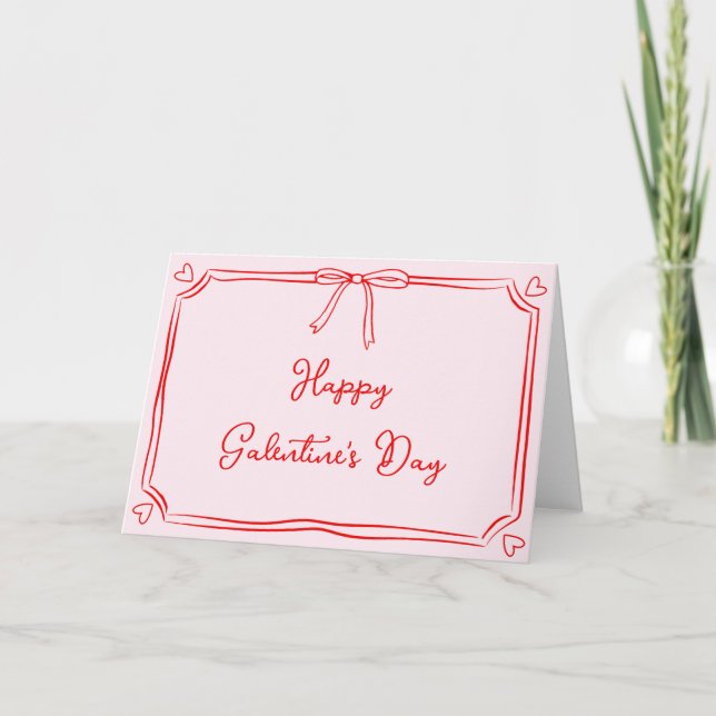 Lycklig Galentinens dag Röd och Rosa Bestie Gal Pa Kort (Framsida)