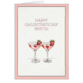 Lycklig Galentines dag Bestie Cocktails Folded Car Hälsningskort