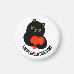 Lycklig Galentines dag svart kattunge ge ett hjärt Magnet